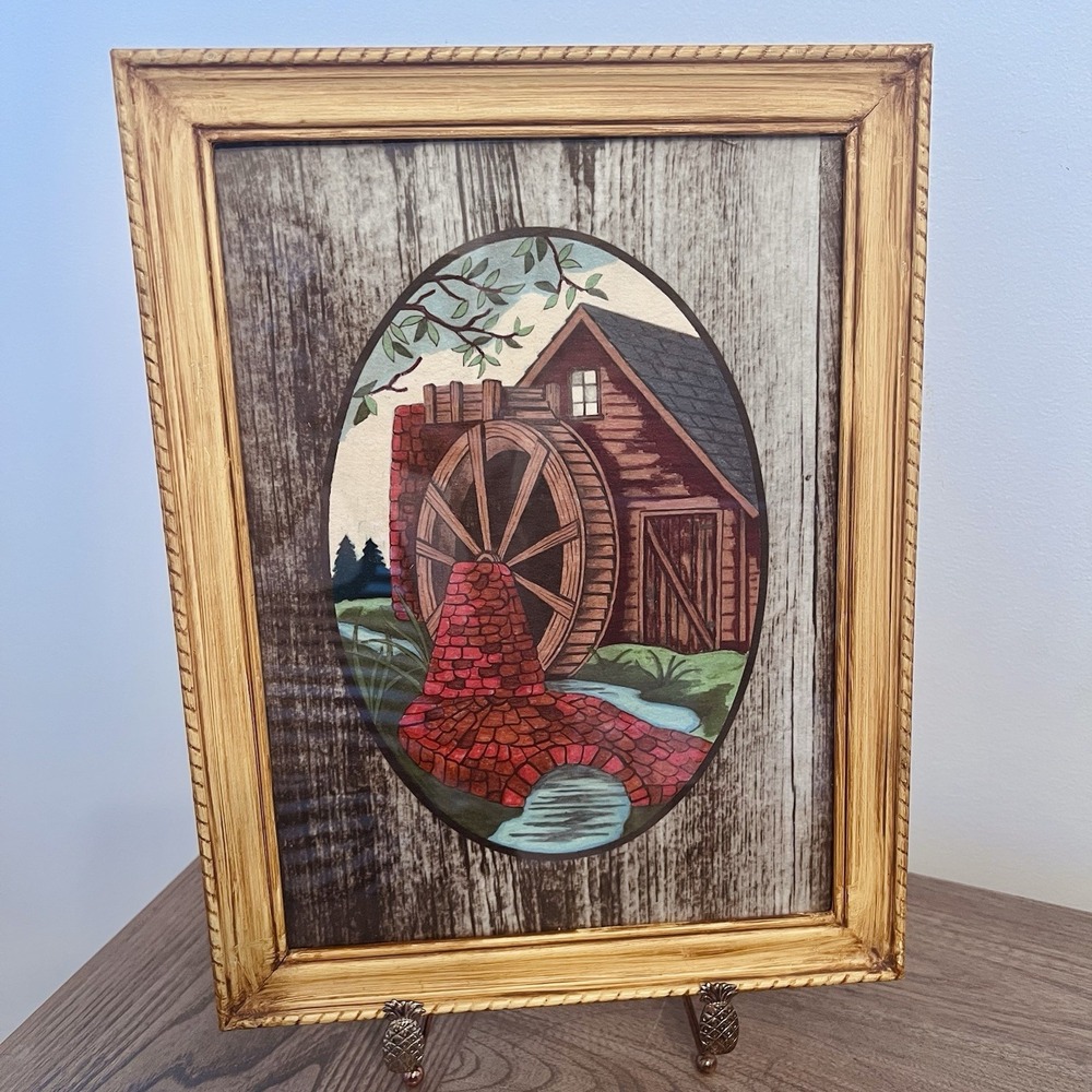 Vintage Rustic Watermill Wall Art Framed Country Cottage Farmhouse Decor - Picture 6 of 10